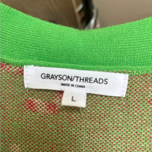 Grayson Threads Green Cardigan with Festive Pattern - Picture 3 of 3